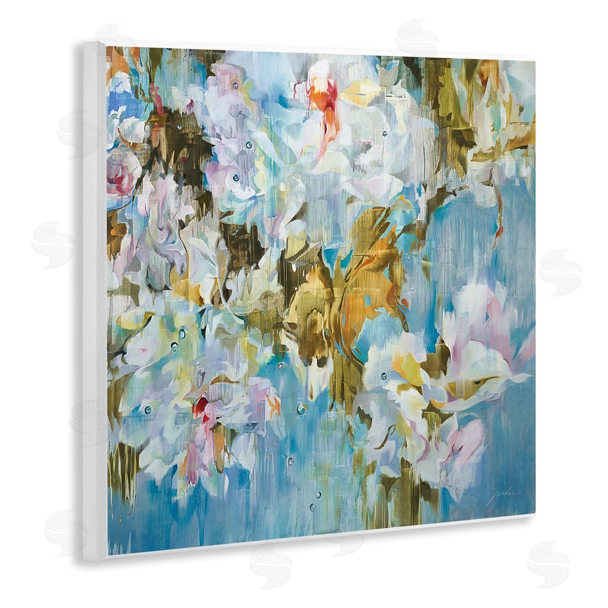 Liz Jardine Abstract Flower Blossoms Branches Nature White Petals  Wooden Wall Plaque Art Print