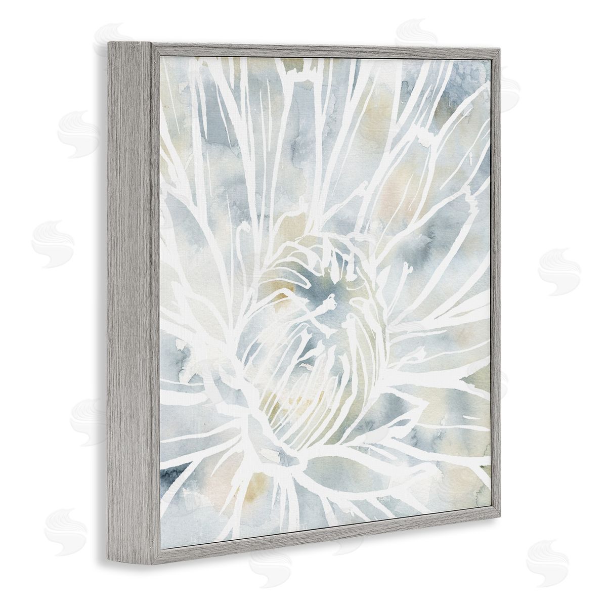 Jackie Decker Flower Petals Stamen Close Up White Outline Gray Framed Glicee Wall Art Print