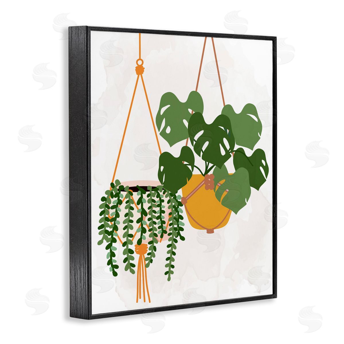 Kim Allen Casual Hanging House Plants Botanical Monstera Leaves Black Framed Giclee Wall Art Print