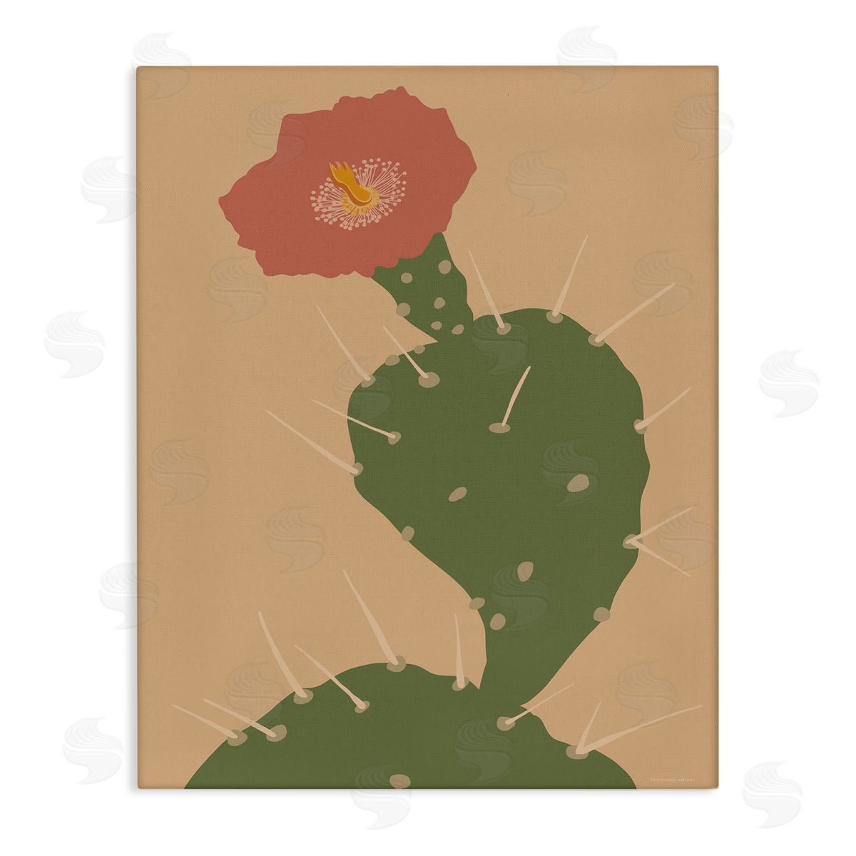 Kamdon Kreations Prickly Boho Cactus Flower Modern Pictorial Plant Stretched Canvas Wall Art Print