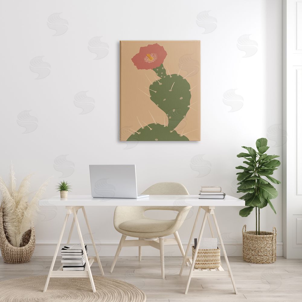 Kamdon Kreations Prickly Boho Cactus Flower Modern Pictorial Plant Canvas Wall Art Print in Room