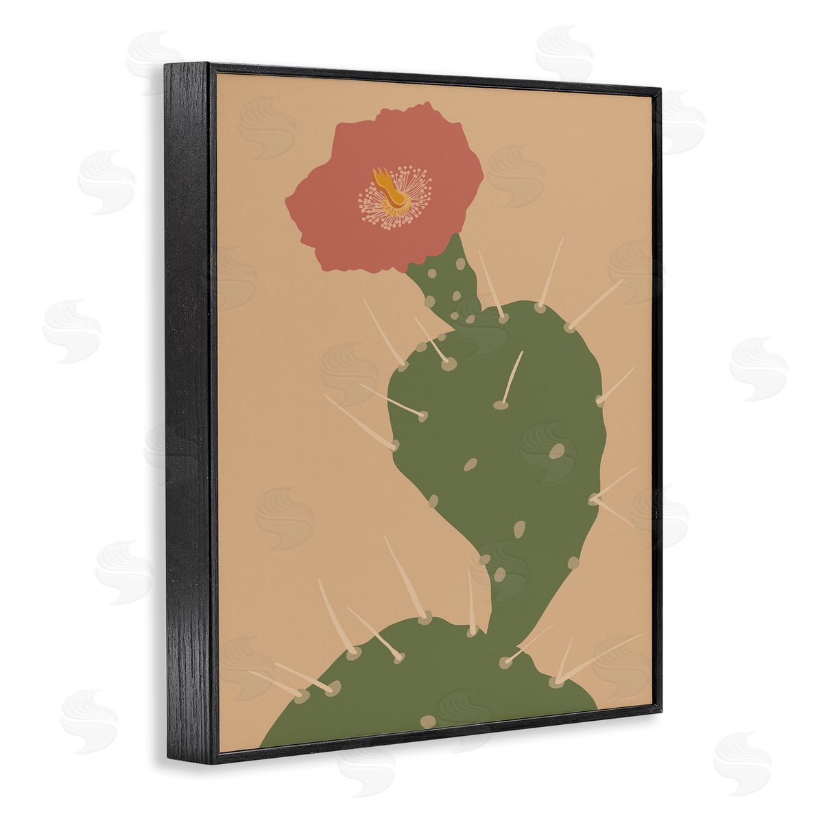 Kamdon Kreations Prickly Boho Cactus Flower Modern Pictorial Plant Black Framed Giclee Wall Art Print