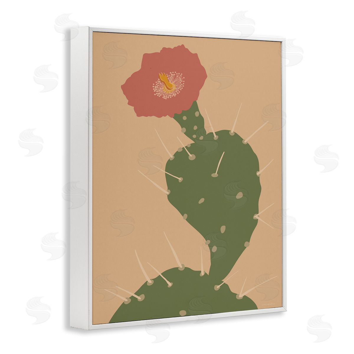 Kamdon Kreations Prickly Boho Cactus Flower Modern Pictorial Plant White Framed Giclee Wall Art Print