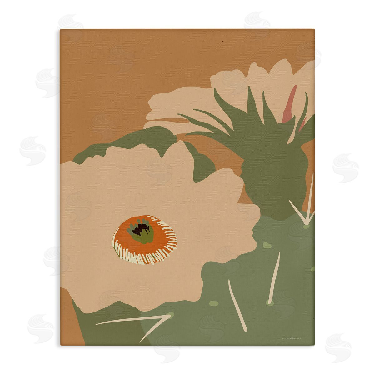 Kamdon Kreations Modern Cactus Flower Blossom Arid Vegetation Plants  Stretched Canvas Wall Art Print