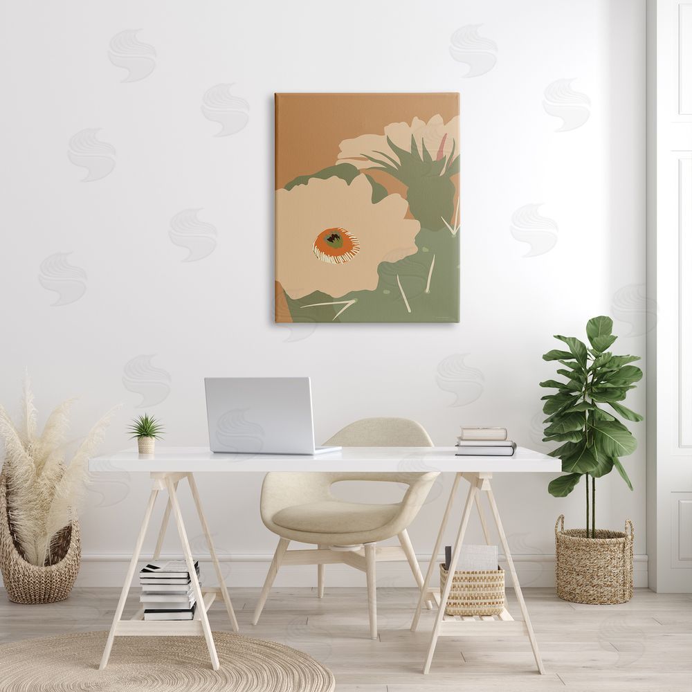 Kamdon Kreations Modern Cactus Flower Blossom Arid Vegetation Plants  Canvas Wall Art Print in Room