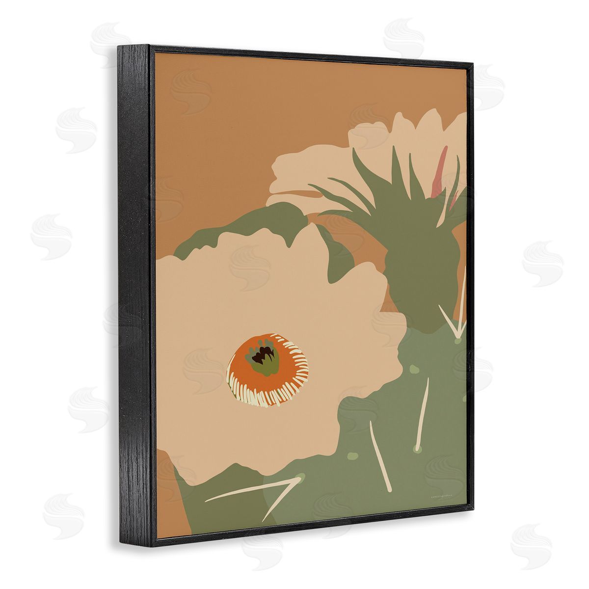 Kamdon Kreations Modern Cactus Flower Blossom Arid Vegetation Plants  Black Framed Giclee Wall Art Print