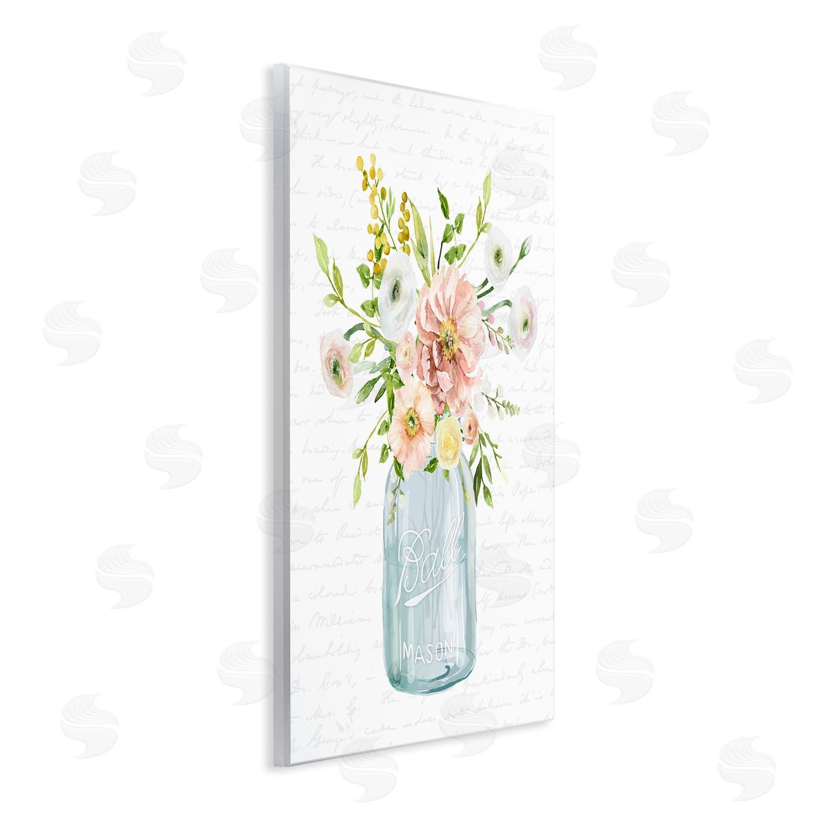 Lettered and Lined Varied Flower Blossoms Botanical Leaves Patterned Words Wall Plaque Art Print
