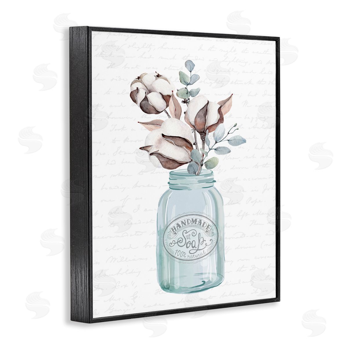 Lettered and Lined Rustic Brown Flower Plant Sprigs Vintage Jar Cursive Black Framed Giclee Wall Art Print