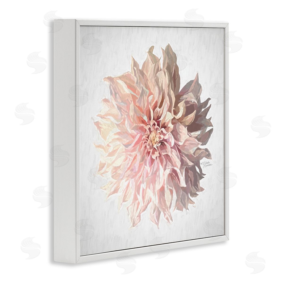 Michele Norman Abstract Dahlia Flower Blossom Pink Sunlit Petals White Framed Glicee Wall Art Print
