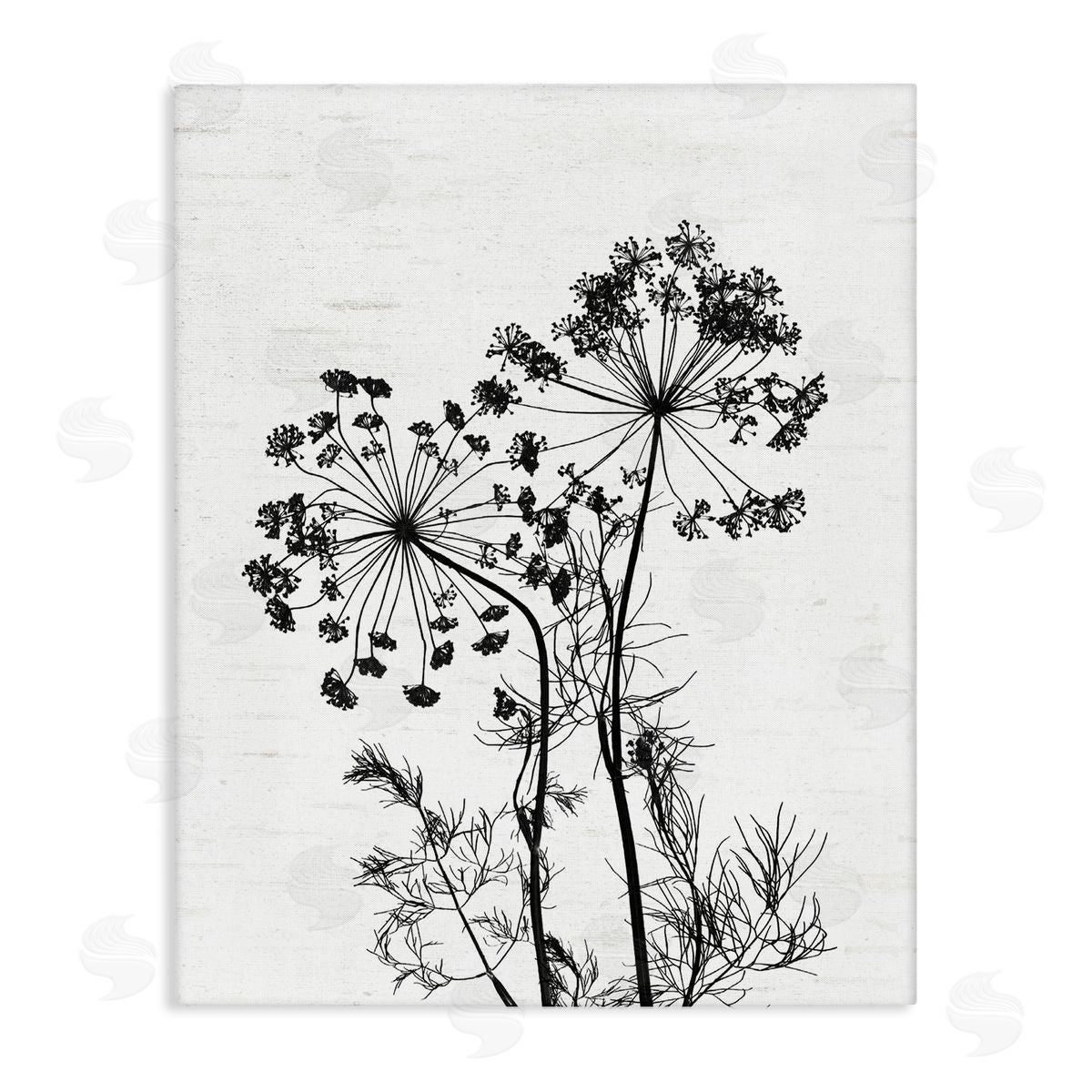 Lettered and Lined Varied Botanical Herbs Casual Wildflower Birch Pattern Stretched Canvas Wall Art Print