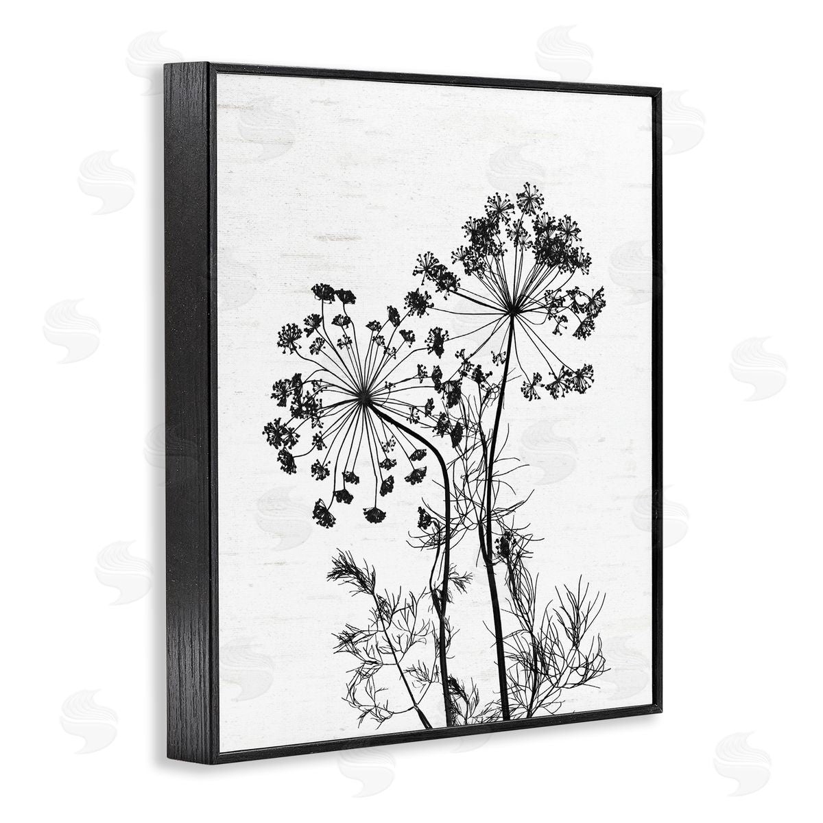 Lettered and Lined Varied Botanical Herbs Casual Wildflower Birch Pattern Black Framed Giclee Wall Art Print