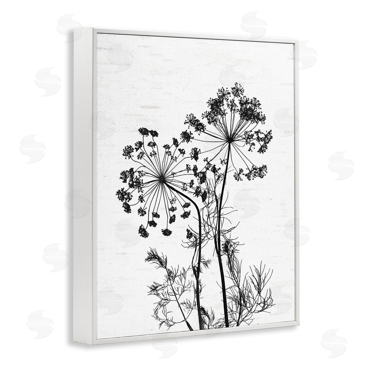 Lettered and Lined Varied Botanical Herbs Casual Wildflower Birch Pattern White Framed Giclee Wall Art Print