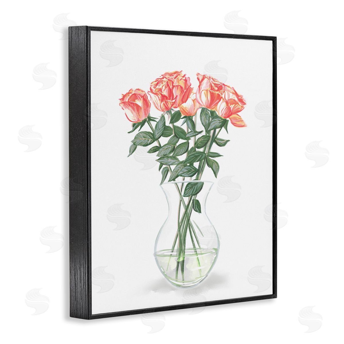 Ziwei Li Pink Rose Bouquet Glass Vase Still Life Black Framed Giclee Wall Art Print