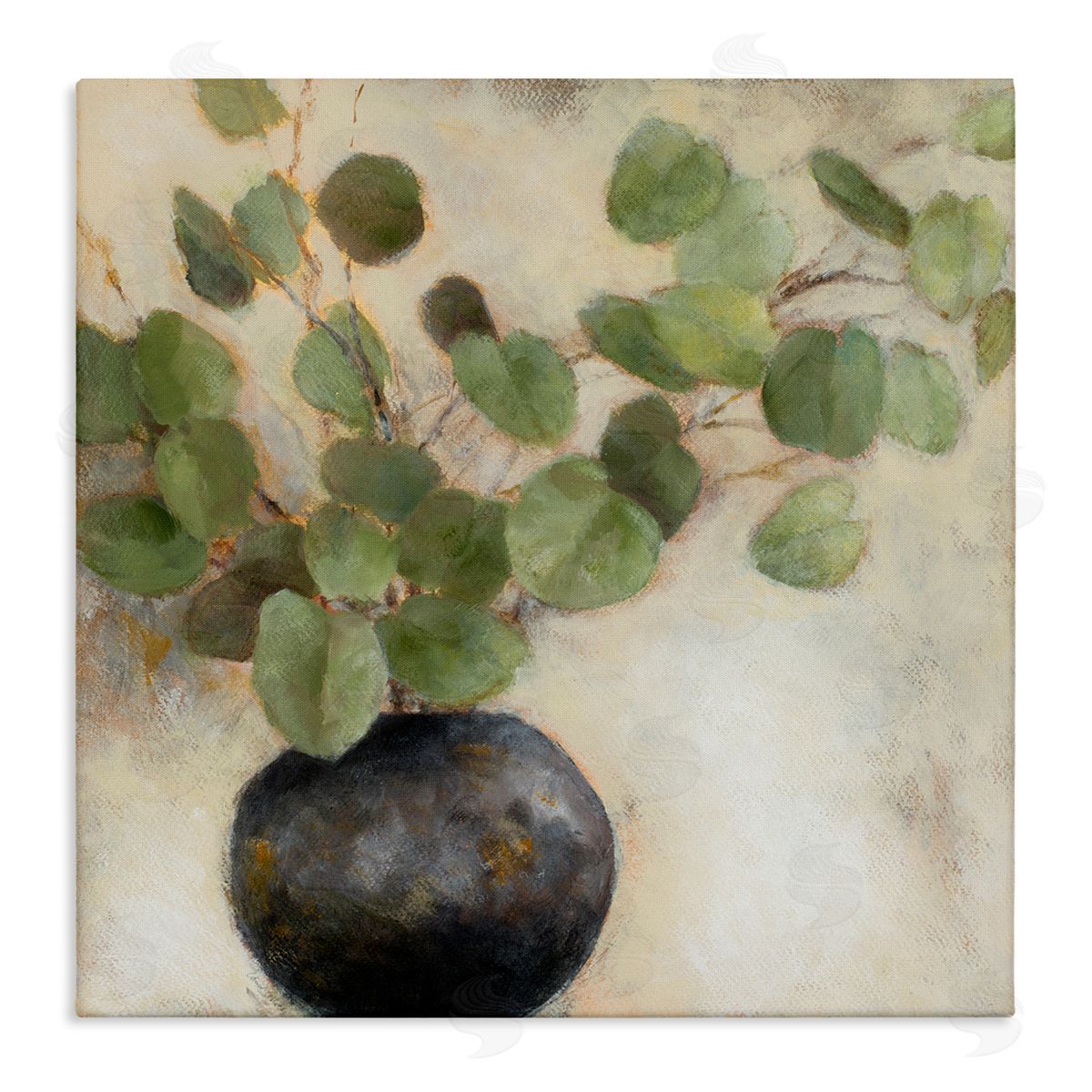 Green Potted Eucalyptus Leaves Canvas Wall Art, Home Decor by Lanie Loreth
