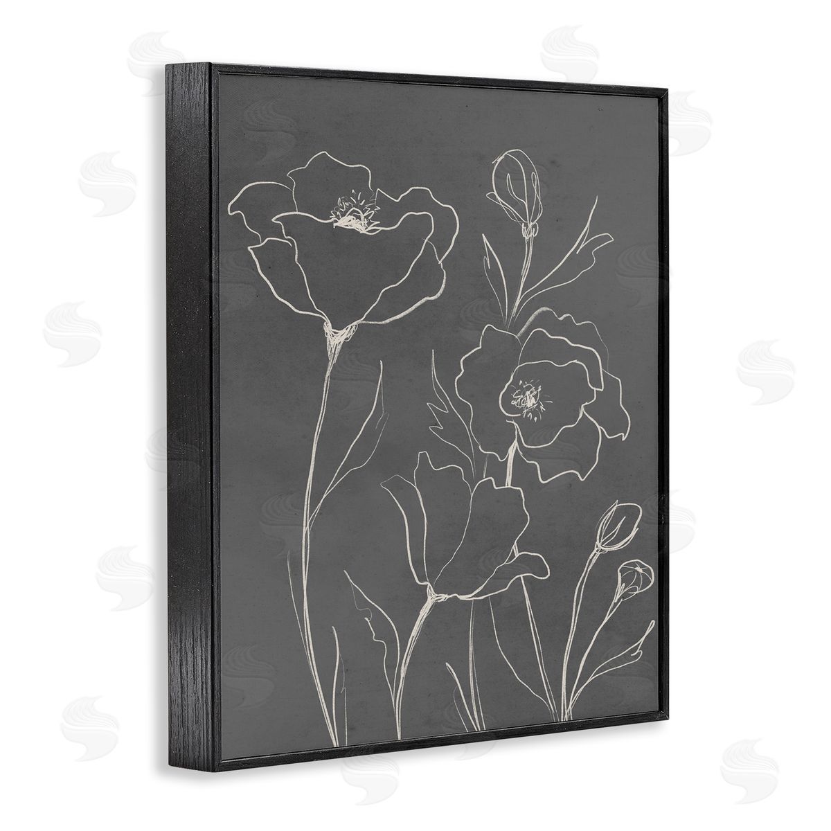 Elizabeth Medley Blossoming Flower Petals Botanical Line Doodle Drawing  Black Framed Giclee Wall Art Print