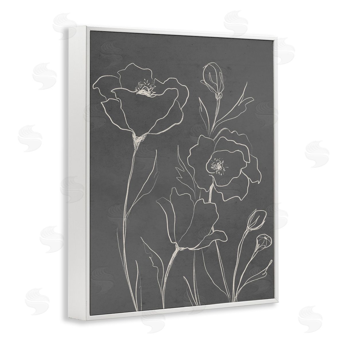 Elizabeth Medley Blossoming Flower Petals Botanical Line Doodle Drawing  White Framed Giclee Wall Art Print