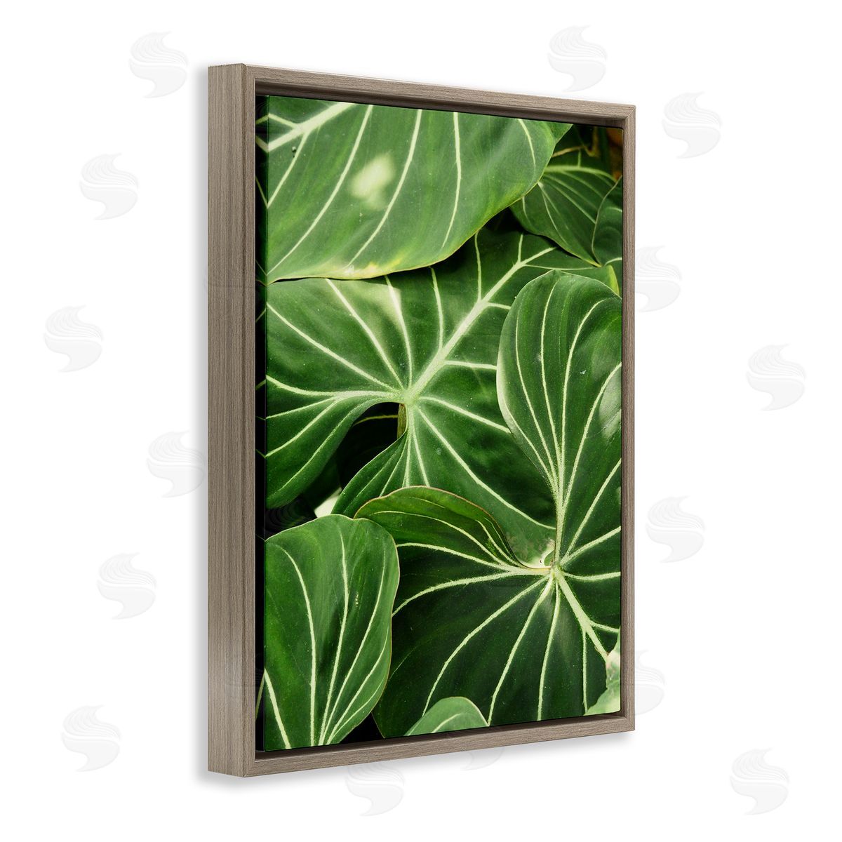 Gail Peck Lush Green Leaves Vegetation Tropical Plant Photography Brown Floating Frame Canvas Wall Art Print