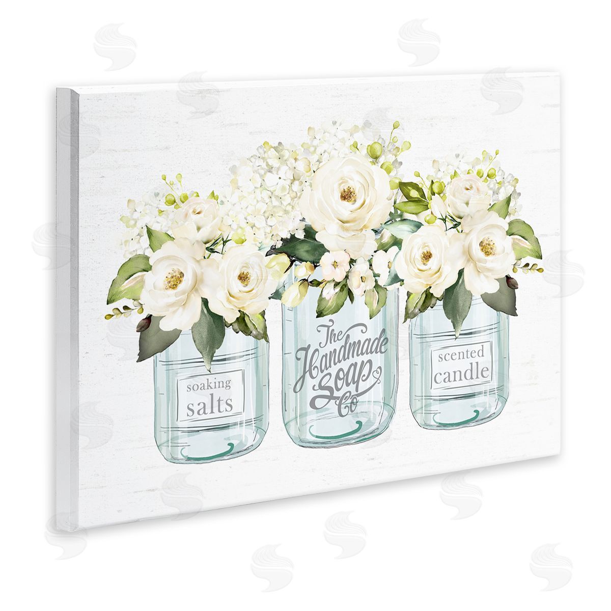 Lettered and Lined Farmhouse Rose Blossom Bouquets Varied Country Jars  Wall Plaque Art Print