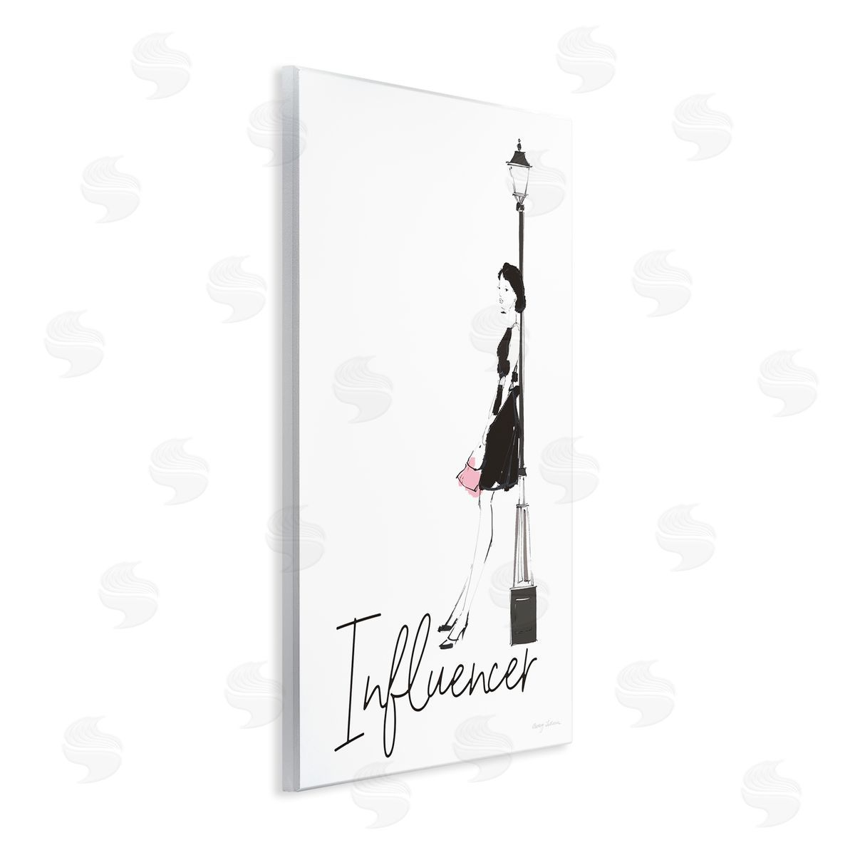 Avery Tillmon Chic Influencer Calligraphy Woman Leaning Lamp Post Wall Plaque Art Print