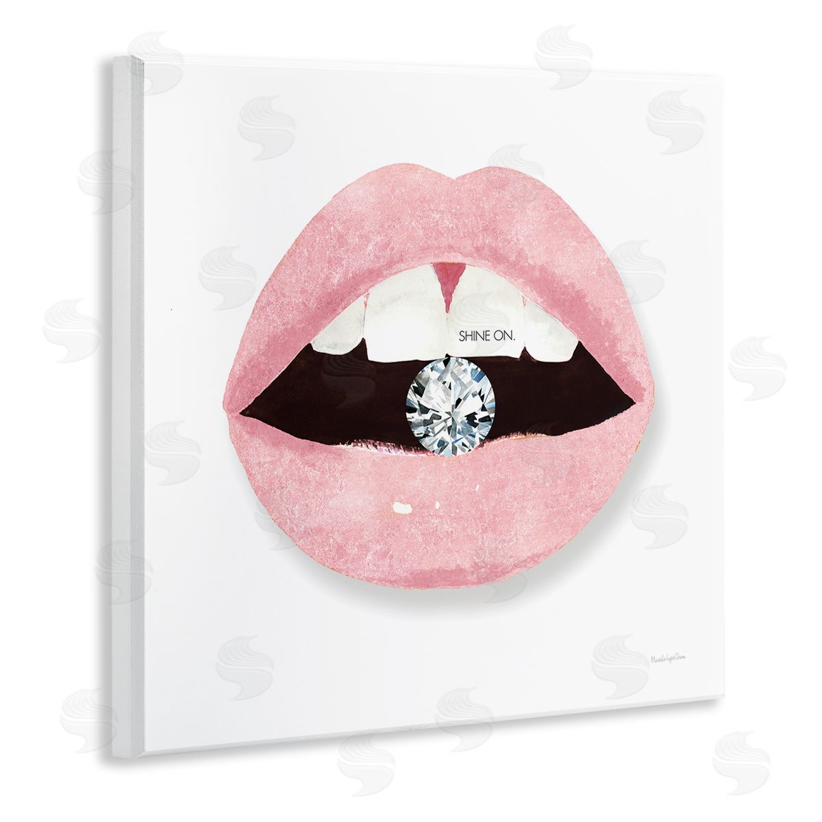 Mercedes Lopez Charro Shine On Glam Lips Biting Shimmering Diamond Wooden Wall Plaque Art Print