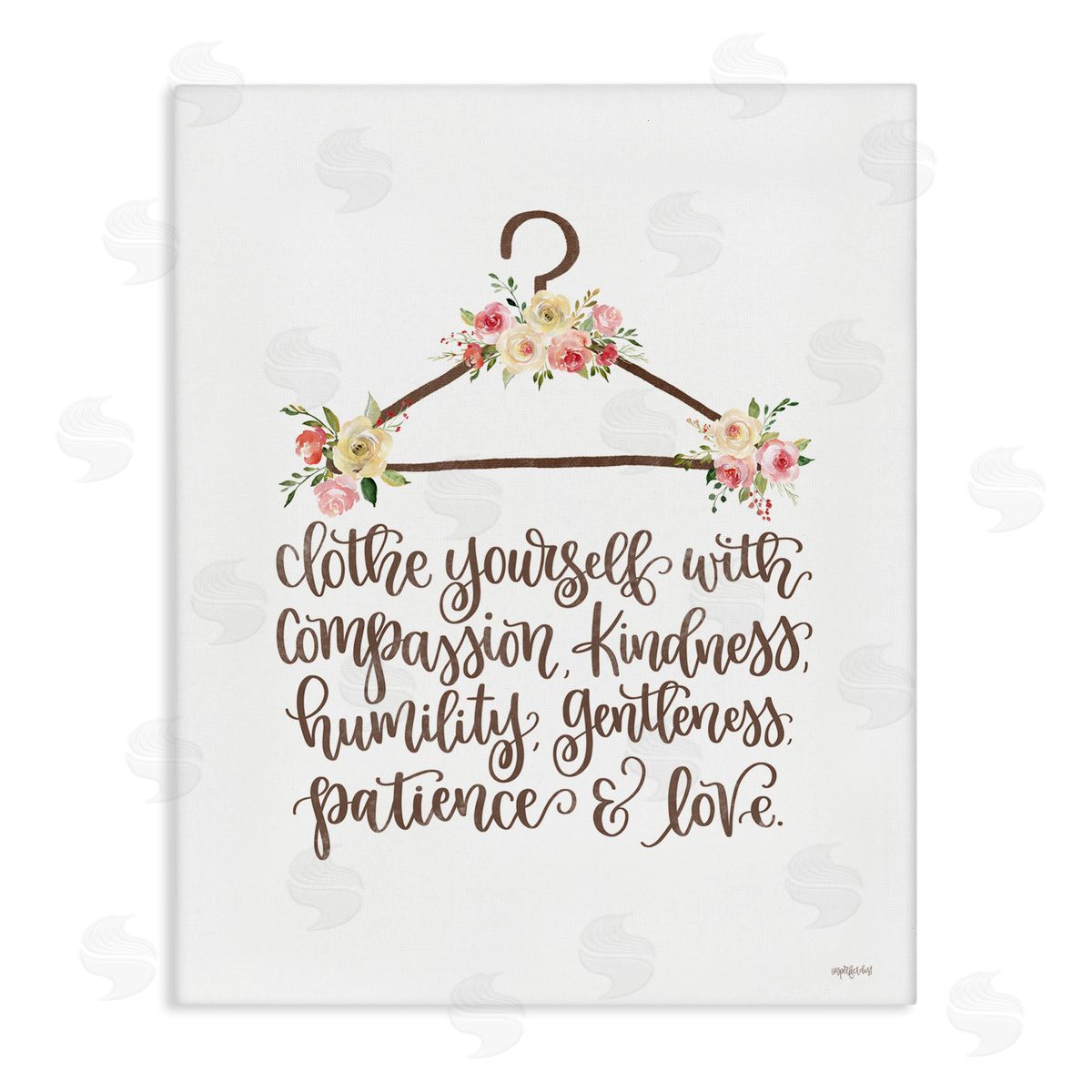 Imperfect Dust Clothe Yourself Motivational Fashion Quote Floral Calligraphy  Stretched Canvas Wall Art Print