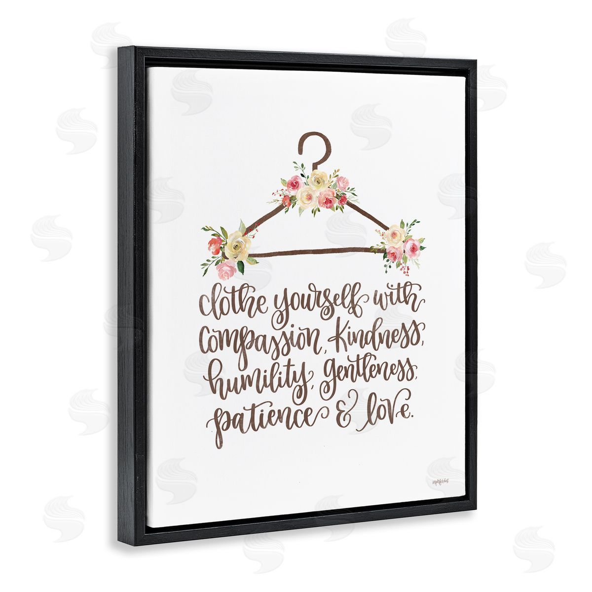 Imperfect Dust Clothe Yourself Motivational Fashion Quote Floral Calligraphy  Black Floating Frame Canvas Wall Art Print