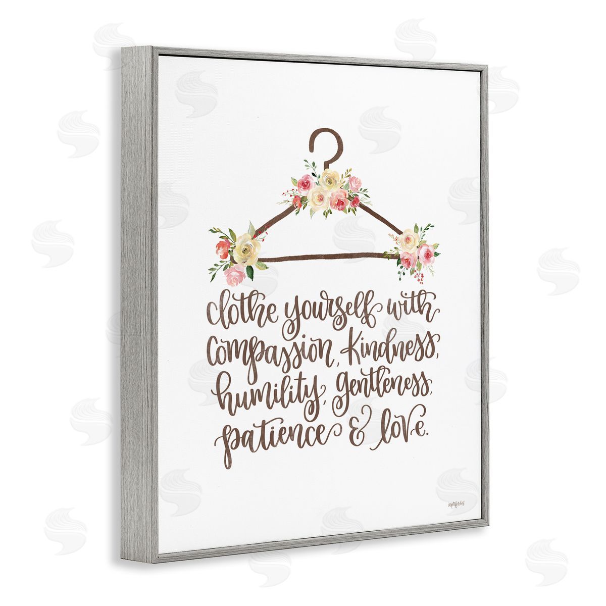 Imperfect Dust Clothe Yourself Motivational Fashion Quote Floral Calligraphy  Gray Framed Giclee Wall Art Print