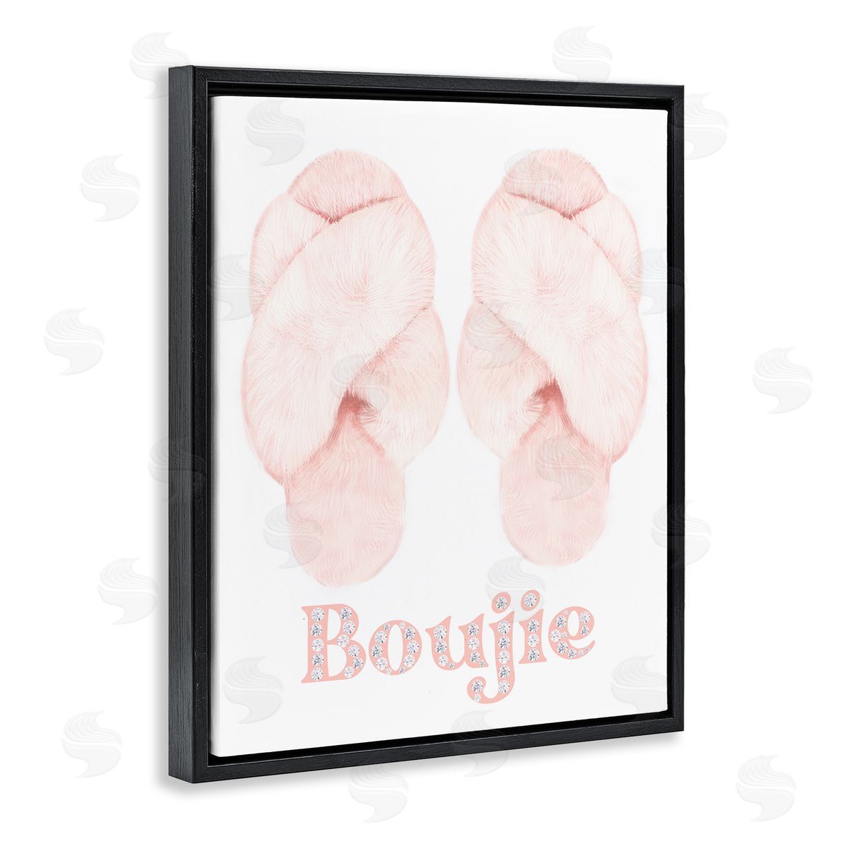 Ziwei Li Chic Luxury Slippers Glam Boujie Fashion Text  Black Floating Frame Canvas Wall Art Print