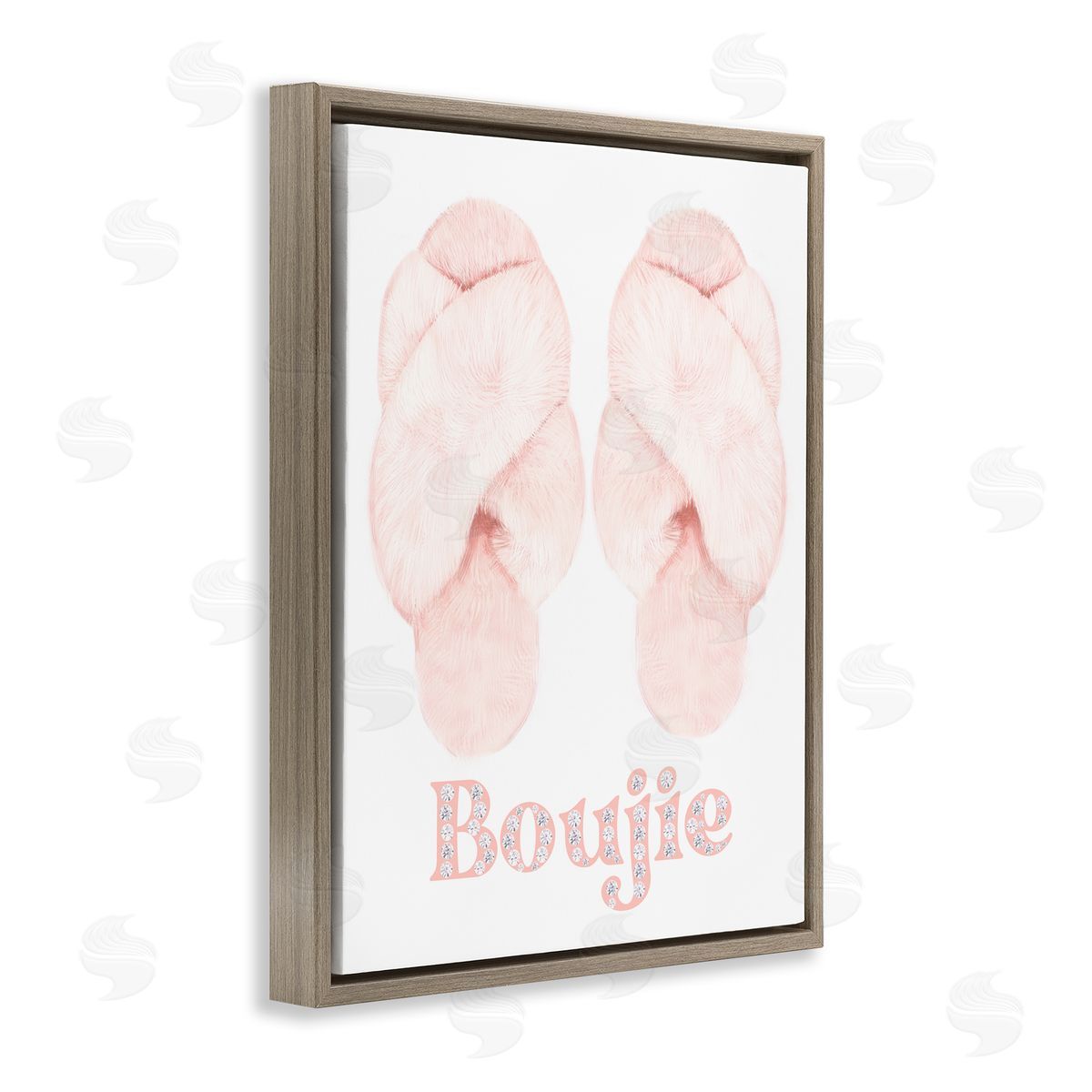 Ziwei Li Chic Luxury Slippers Glam Boujie Fashion Text  Brown Floating Frame Canvas Wall Art Print