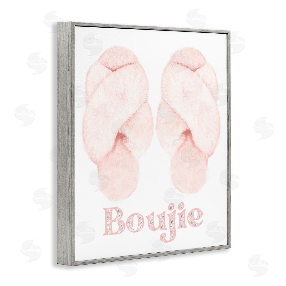 Ziwei Li Chic Luxury Slippers Glam Boujie Fashion Text  Gray Framed Giclee Wall Art Print