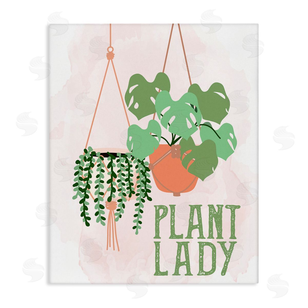 Kim Allen Casual Plant Lady Hanging Green Potted Vegetation  Stretched Canvas Wall Art Print