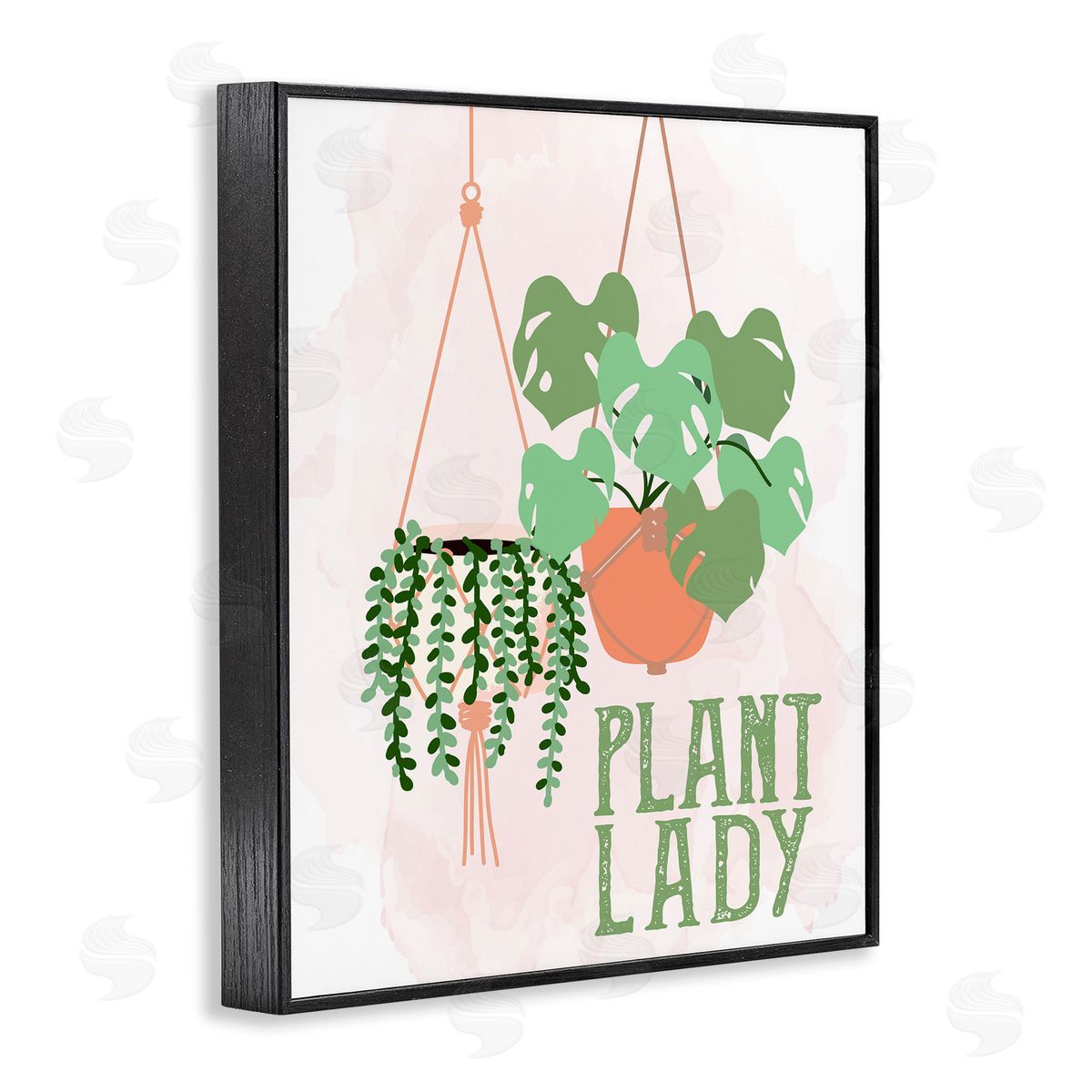 Kim Allen Casual Plant Lady Hanging Green Potted Vegetation  Black Framed Giclee Wall Art Print