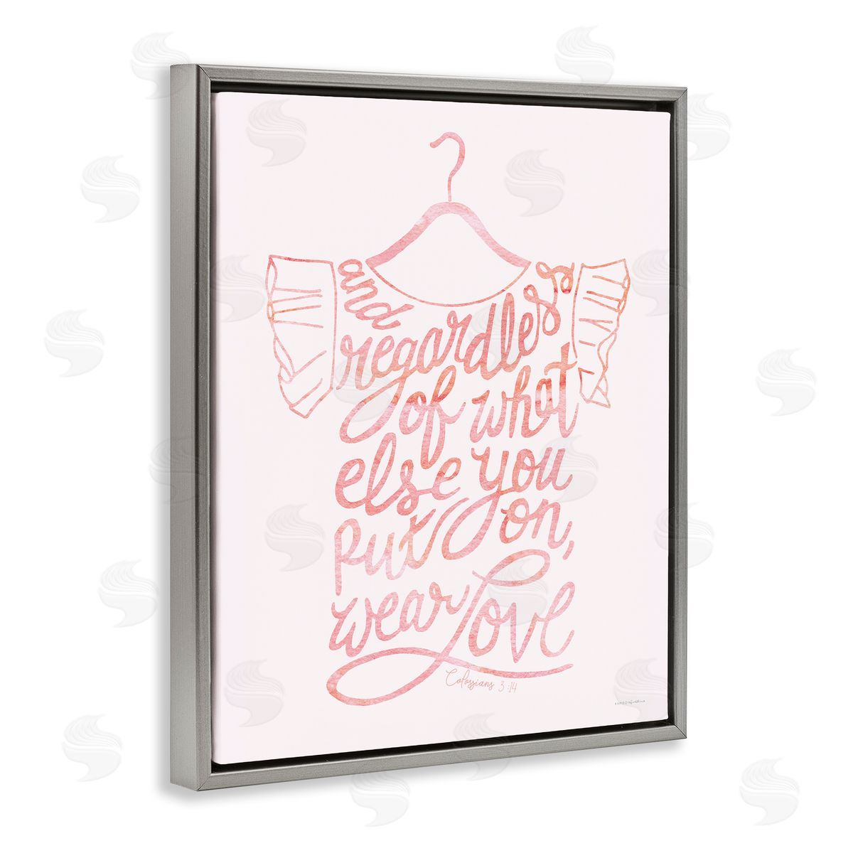 Kamdon Kreations Wear Love Fashion Calligraphy Religious Inspirational Quote  Gray Floating Frame Canvas Wall Art Print
