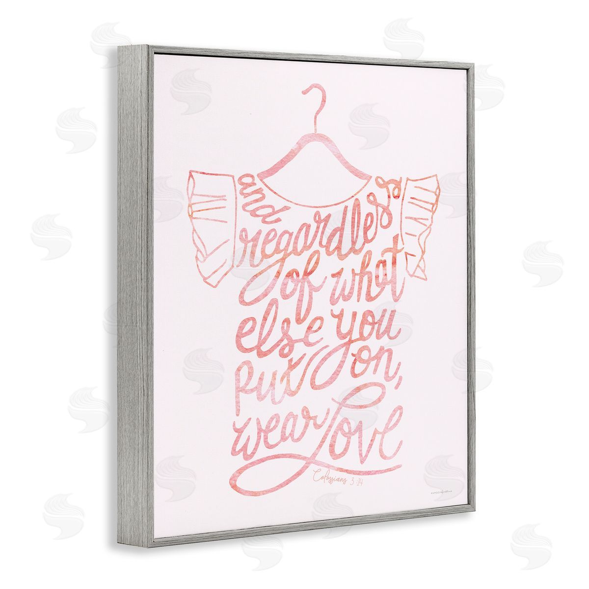 Kamdon Kreations Wear Love Fashion Calligraphy Religious Inspirational Quote  Gray Framed Giclee Wall Art Print