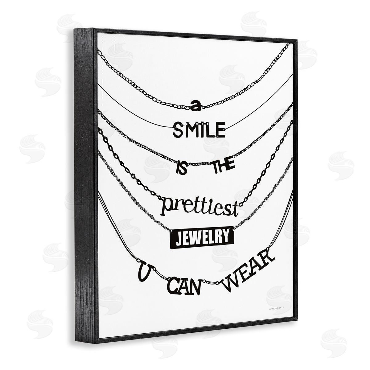 Kamdon Kreations Smile Glam Quote Chic Necklace Varied Text  Black Framed Giclee Wall Art Print