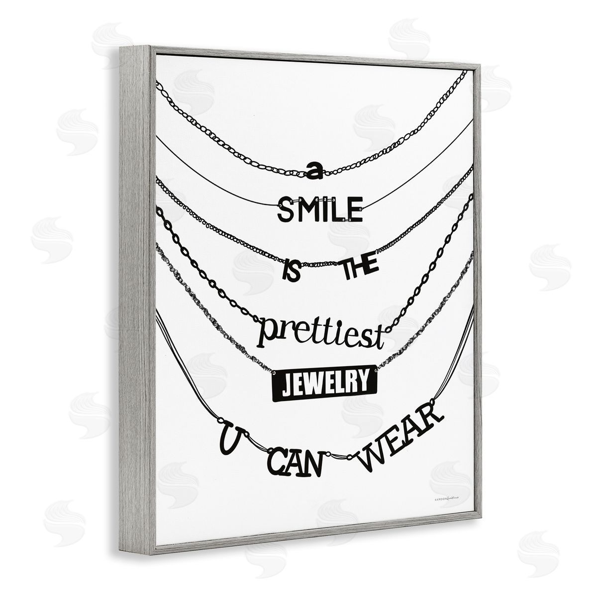 Kamdon Kreations Smile Glam Quote Chic Necklace Varied Text  Gray Framed Giclee Wall Art Print