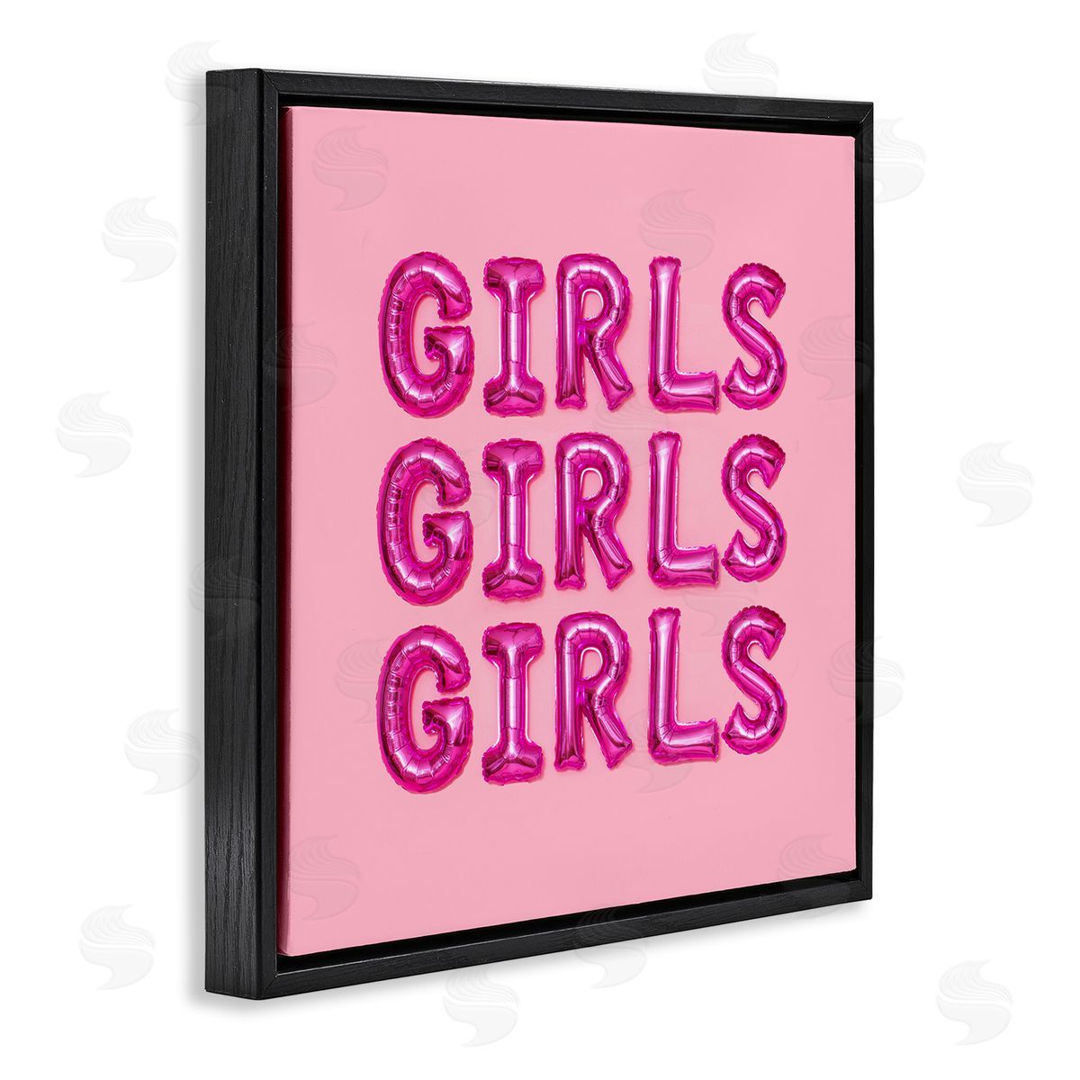 LISH Creative Pink Girls Balloon Letters Bold Stylish Typography  Black Floating Frame Canvas Wall Art Print