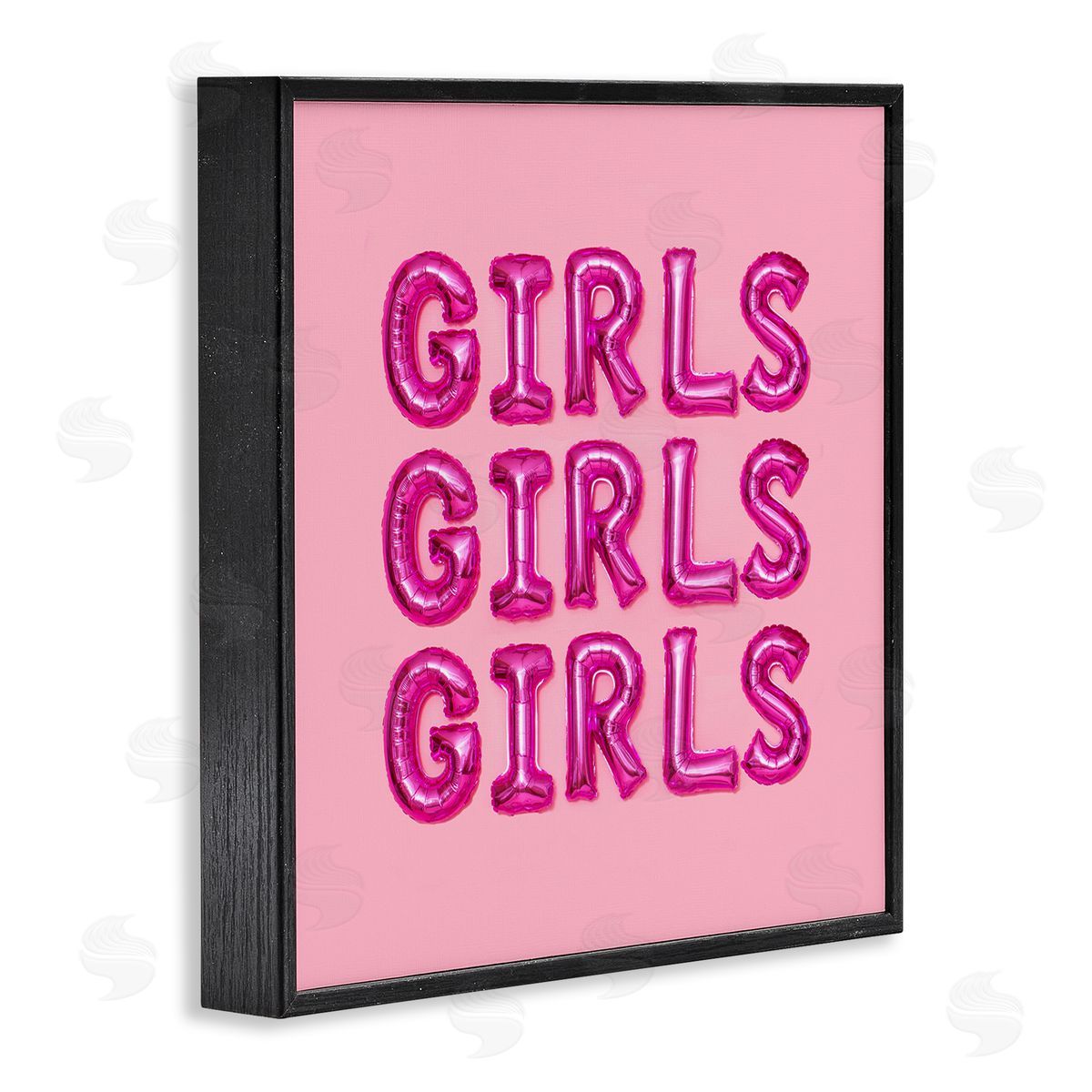 LISH Creative Pink Girls Balloon Letters Bold Stylish Typography  Black Framed Glicee Wall Art Print
