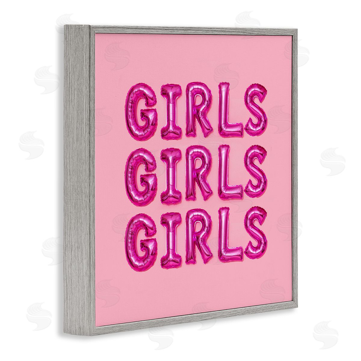LISH Creative Pink Girls Balloon Letters Bold Stylish Typography  Gray Framed Glicee Wall Art Print