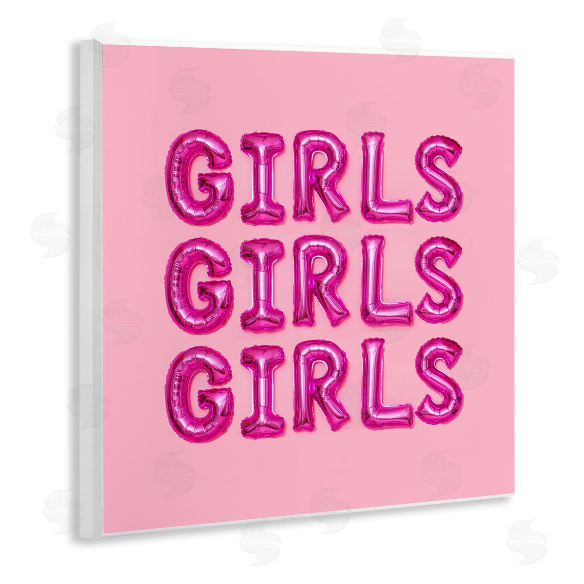 LISH Creative Pink Girls Balloon Letters Bold Stylish Typography  Wooden Wall Plaque Art Print