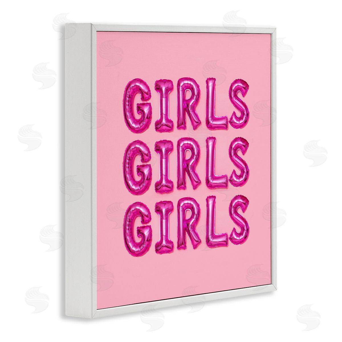 LISH Creative Pink Girls Balloon Letters Bold Stylish Typography  White Framed Glicee Wall Art Print