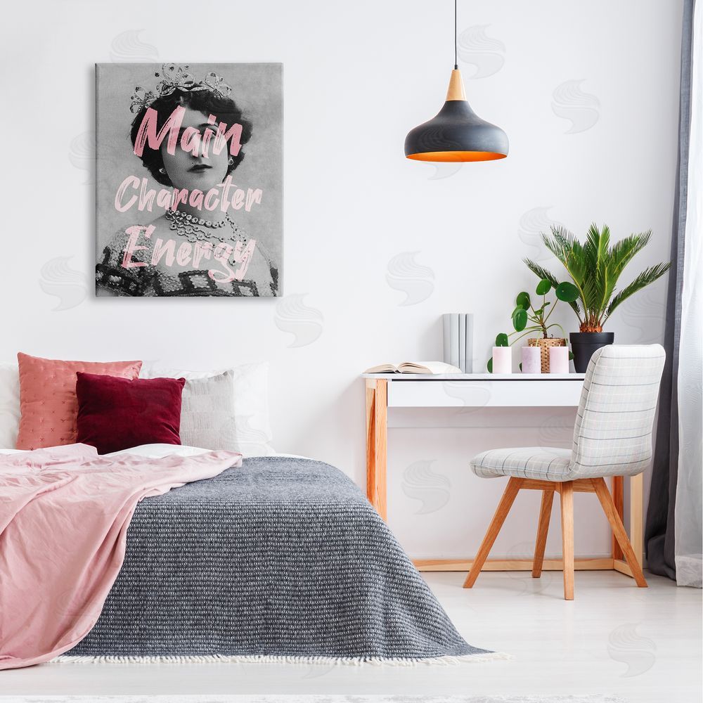 Stupell Studio Main Character Energy Trendy Pink Vintage Photography  Canvas Wall Art Print in Room