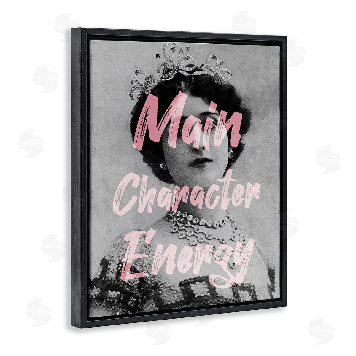 Stupell Studio Main Character Energy Trendy Pink Vintage Photography  Black Floating Frame Canvas Wall Art Print