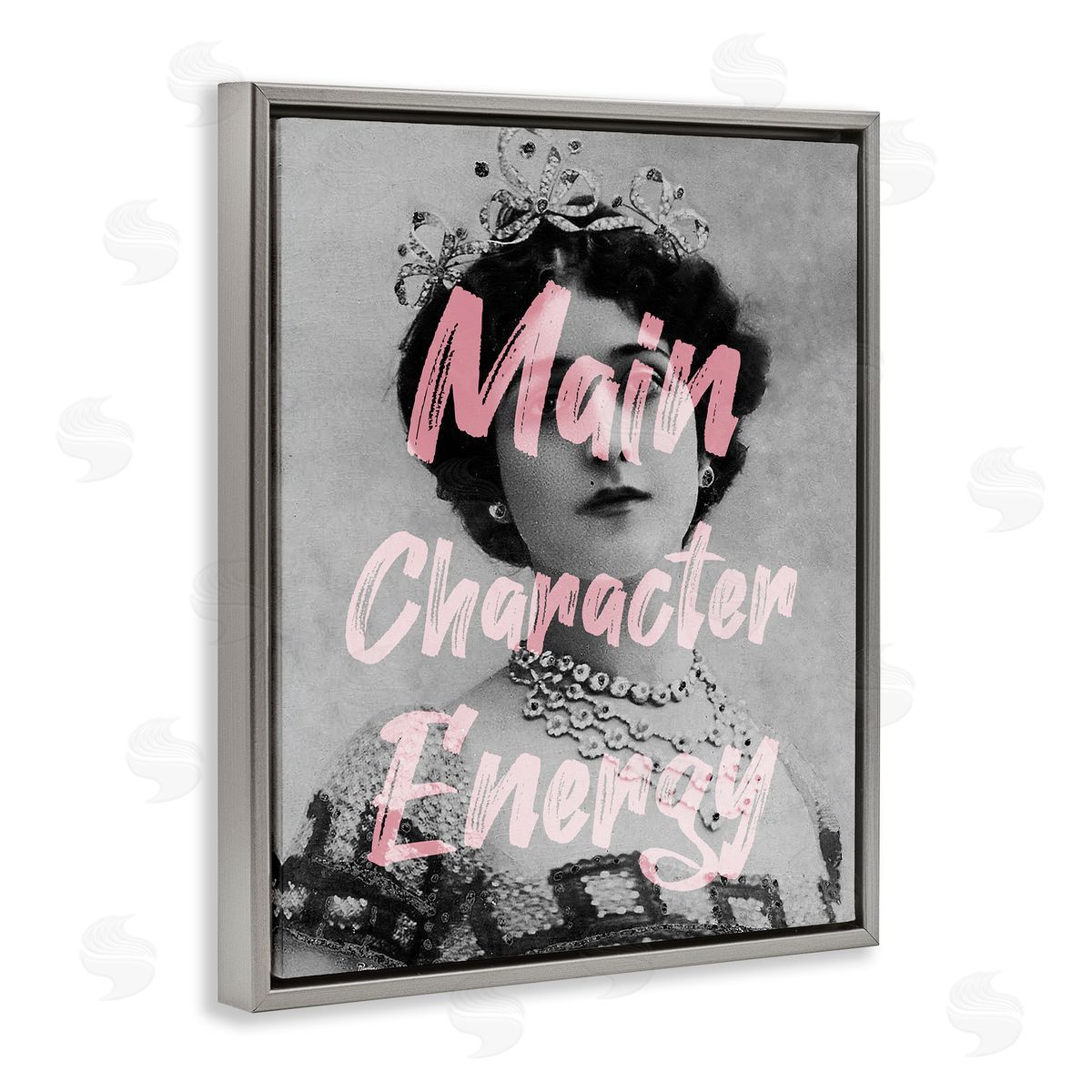 Stupell Studio Main Character Energy Trendy Pink Vintage Photography  Gray Floating Frame Canvas Wall Art Print