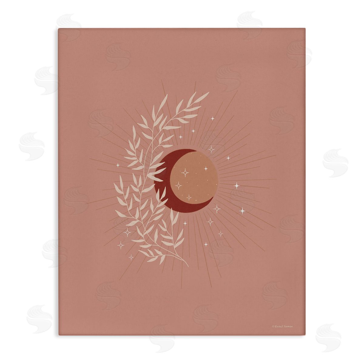 Rachel Nieman Boho Herb Botanicals Astral Starry Sun & Moon Stretched Canvas Wall Art Print