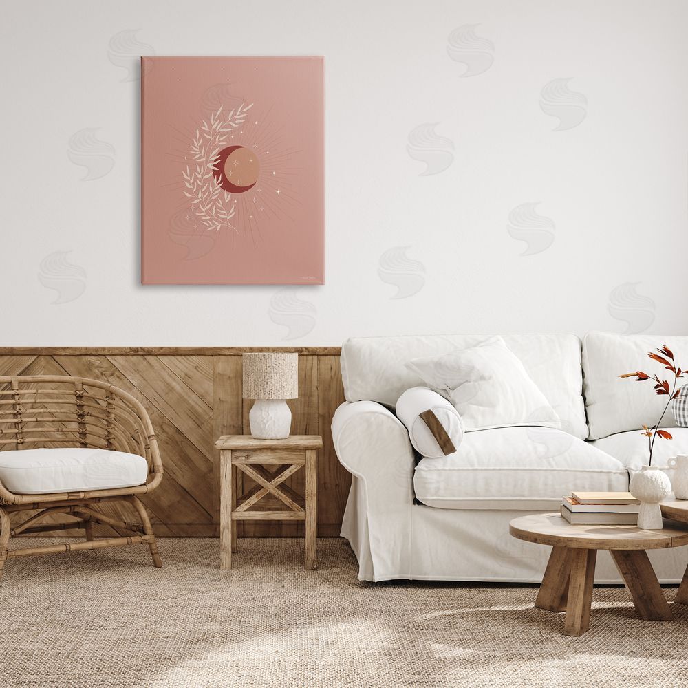 Rachel Nieman Boho Herb Botanicals Astral Starry Sun & Moon Canvas Wall Art Print in Room