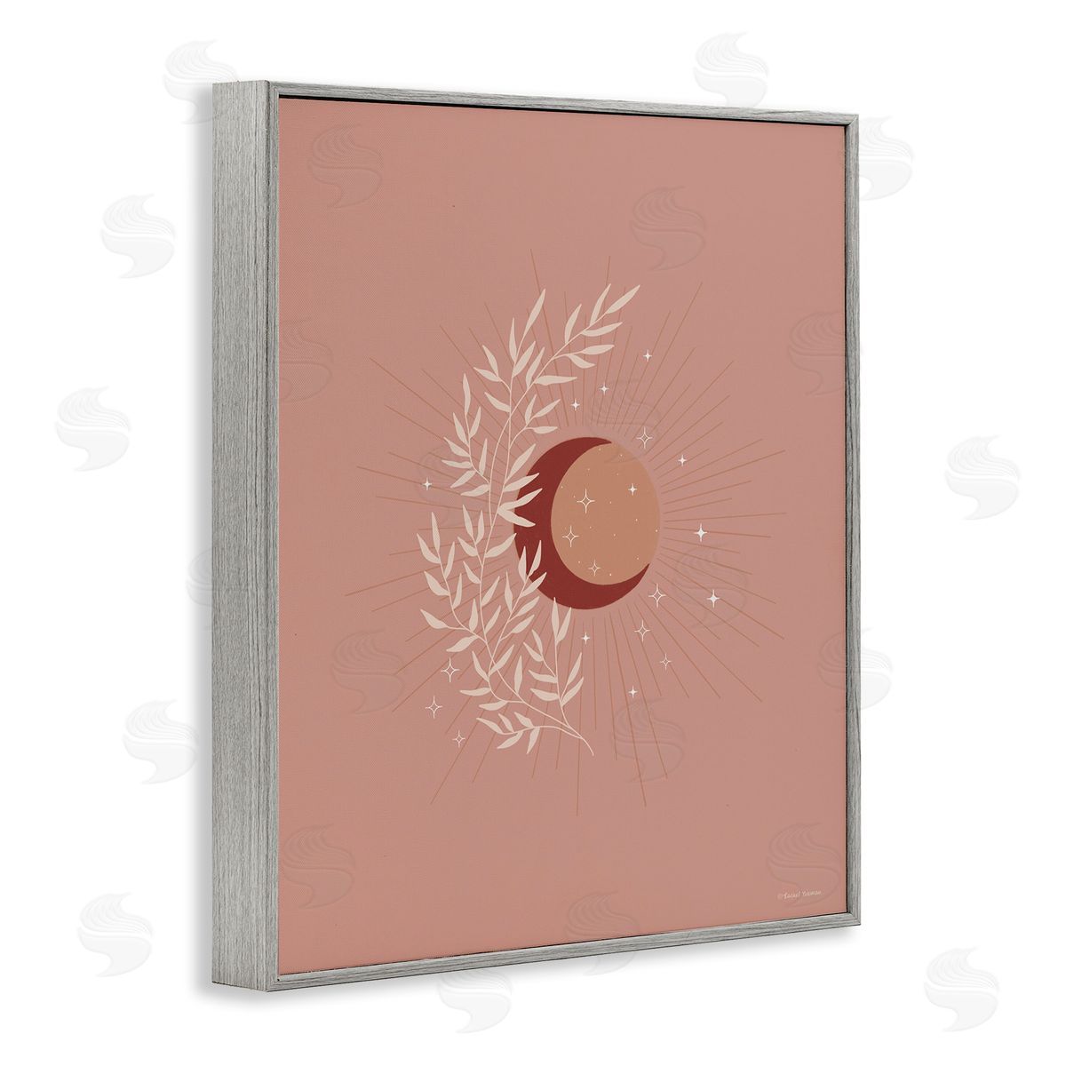 Rachel Nieman Boho Herb Botanicals Astral Starry Sun & Moon Gray Framed Giclee Wall Art Print