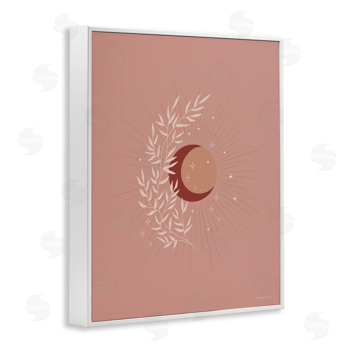 Rachel Nieman Boho Herb Botanicals Astral Starry Sun & Moon White Framed Giclee Wall Art Print