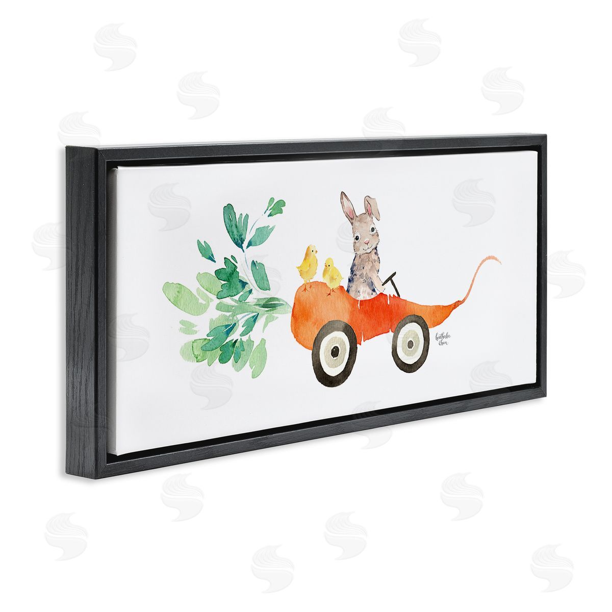 Heather Lee Chan Spring Rabbit Chicks Riding Seasonal Carrot Wagon