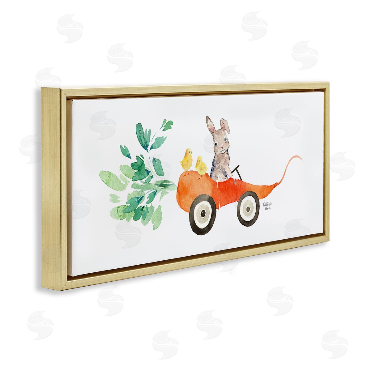 Heather Lee Chan Spring Rabbit Chicks Riding Seasonal Carrot Wagon